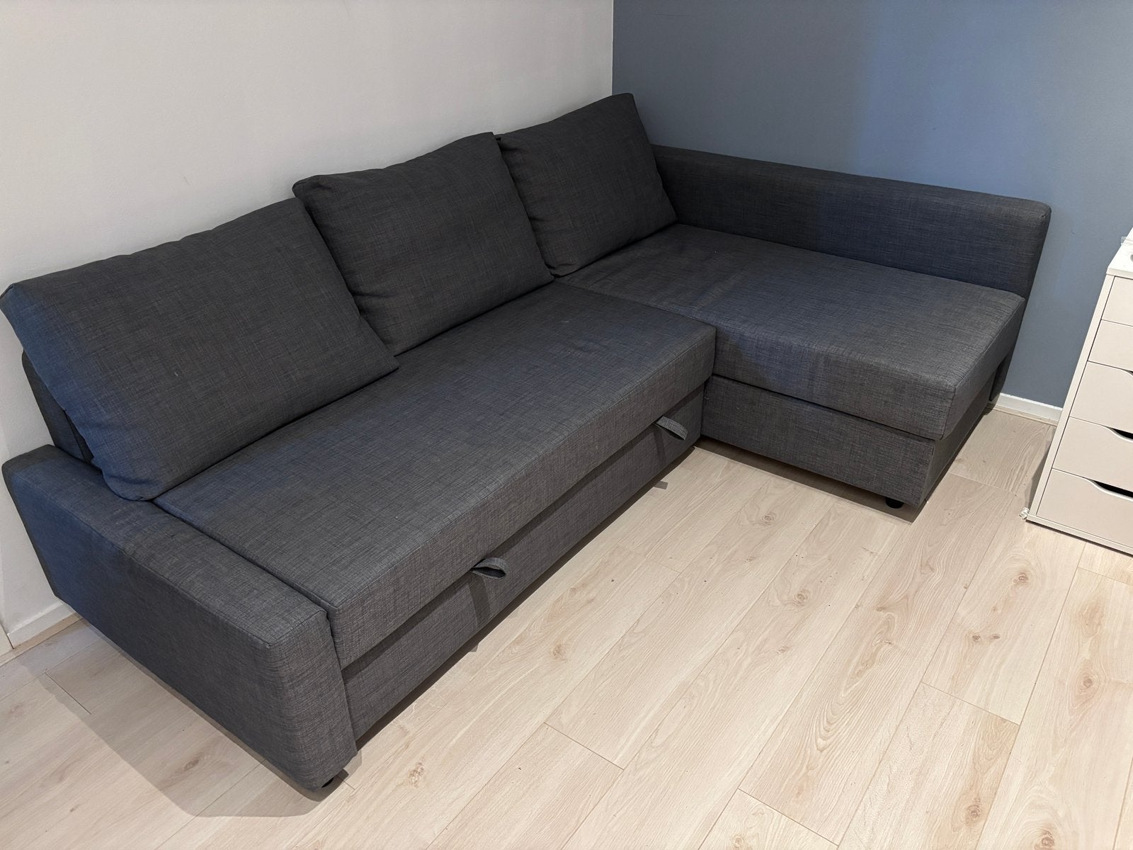 Hoekslaapbank met opbergruimte, Huis en Inrichting, Slaapkamer | Slaapbanken, Ophalen, Tweepersoons, 140 cm, Zo goed als nieuw
