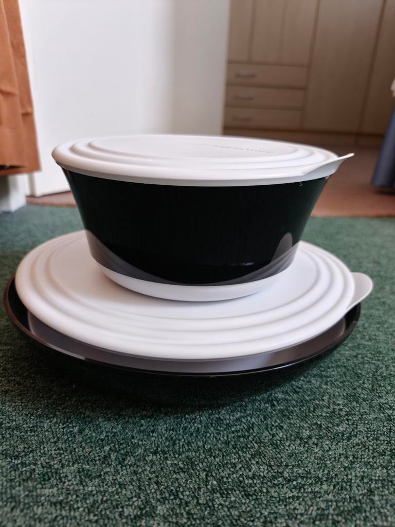 Eleganzia schaal 2,4L en 2,3L met deksel, Kunststof, Gebruikt, Schaal, Rond