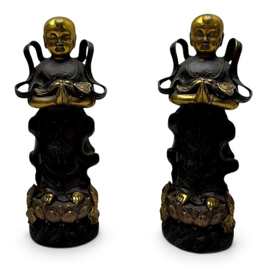 Paar Chinese bronzen monniken, Antiek en Kunst, Ophalen of Verzenden, Brons