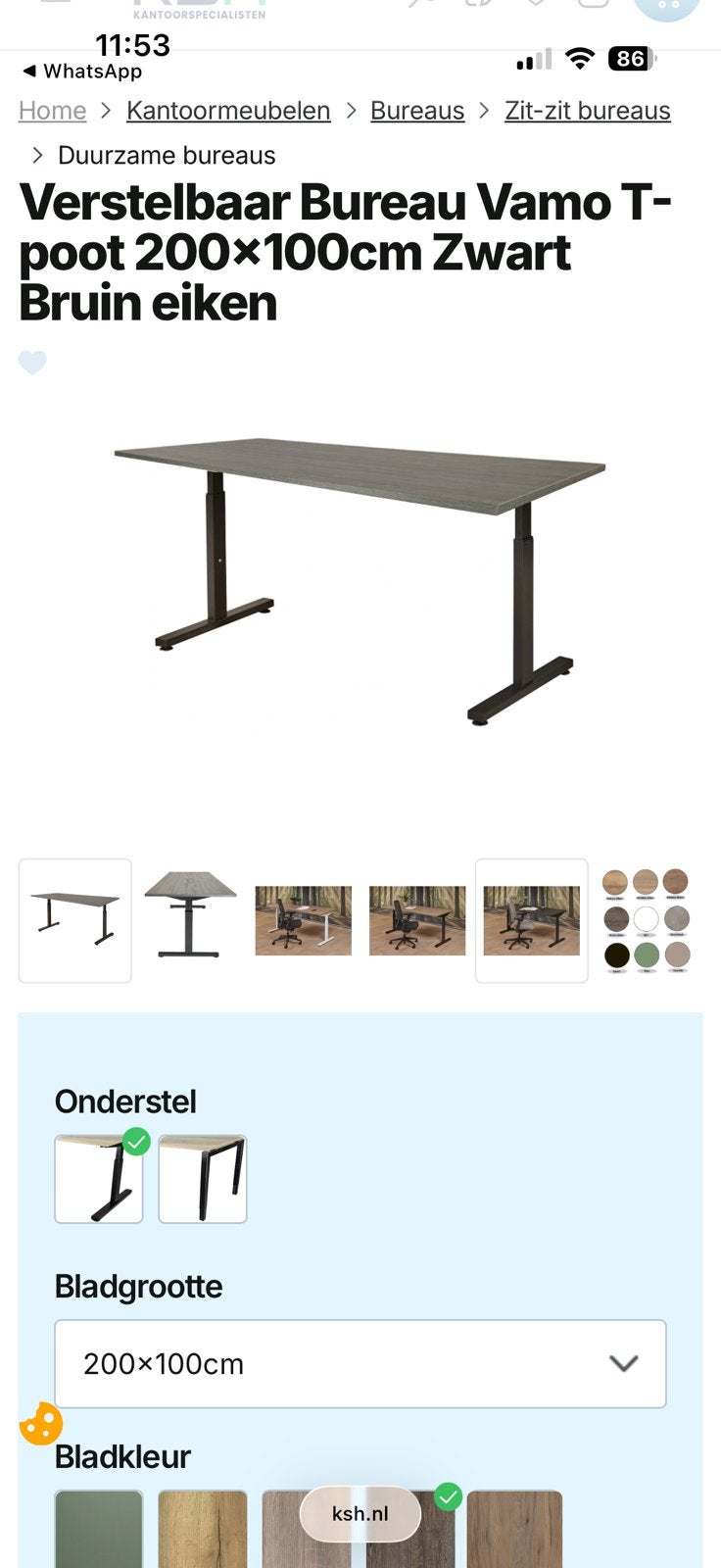 Bureau, Huis en Inrichting, Bureaus, Ophalen, 100 cm, In hoogte verstelbaar, Zo goed als nieuw