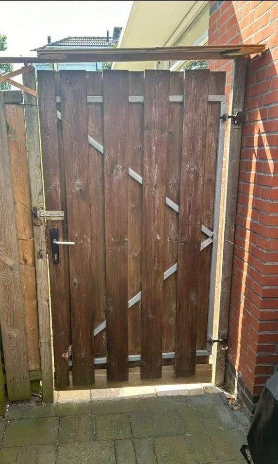 Poortdeur 100x180 met stalenframe, Ophalen, Minder dan 3 meter, Hout, 1 tot 2 meter