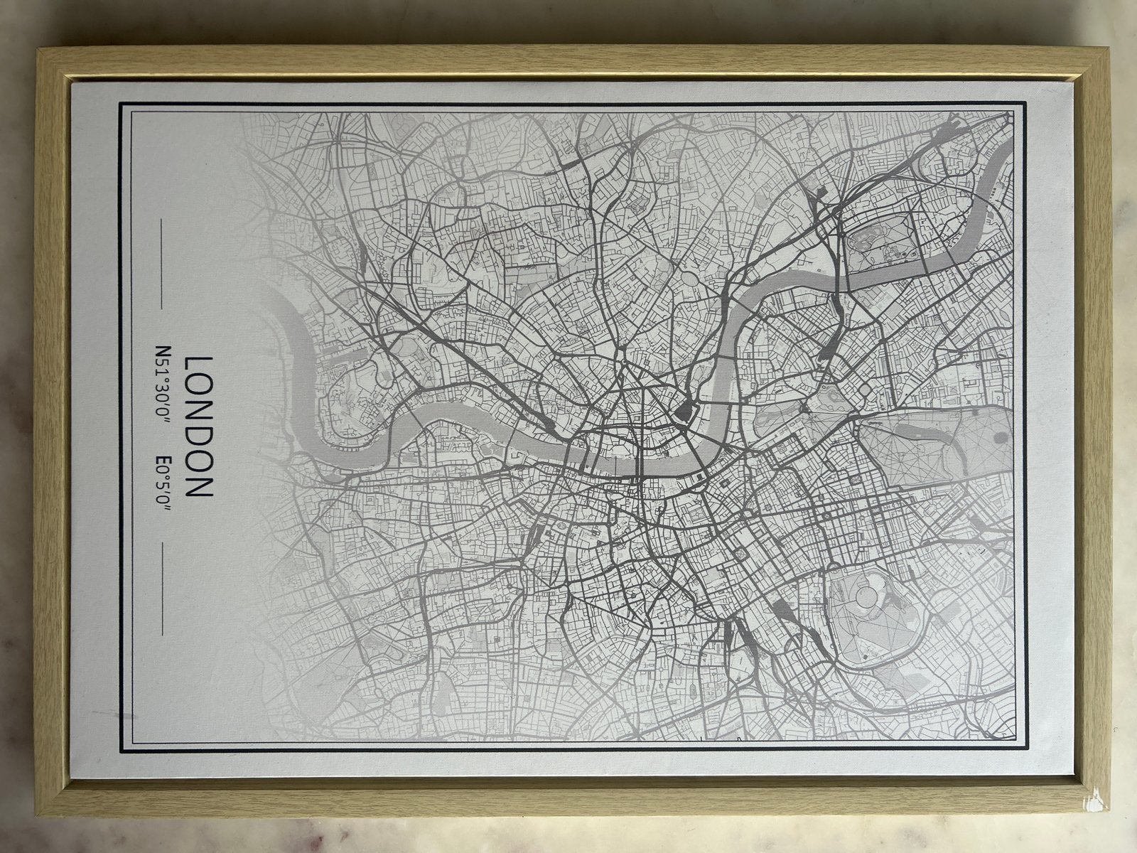 London kaart canvas in lijst - 50x70 cm, Huis en Inrichting, 50 – 75, Gebruikt, Ophalen of Verzenden, Print