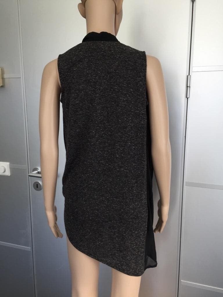 B852 Superstar zwart/grijs linnen blouse tuniek top Mt XS=34, Zwart, Ophalen of Verzenden, Zo goed als nieuw, Maat 34 (XS) of kleiner