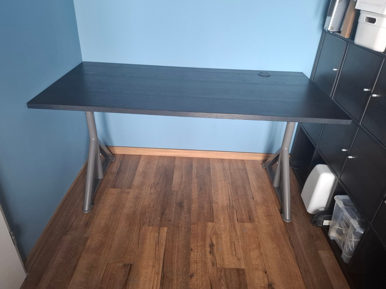 IKEA Idåsen bureau 160x80 zwart met donkergrijze poten, Ophalen, Zwart, Gebruikt, Hout