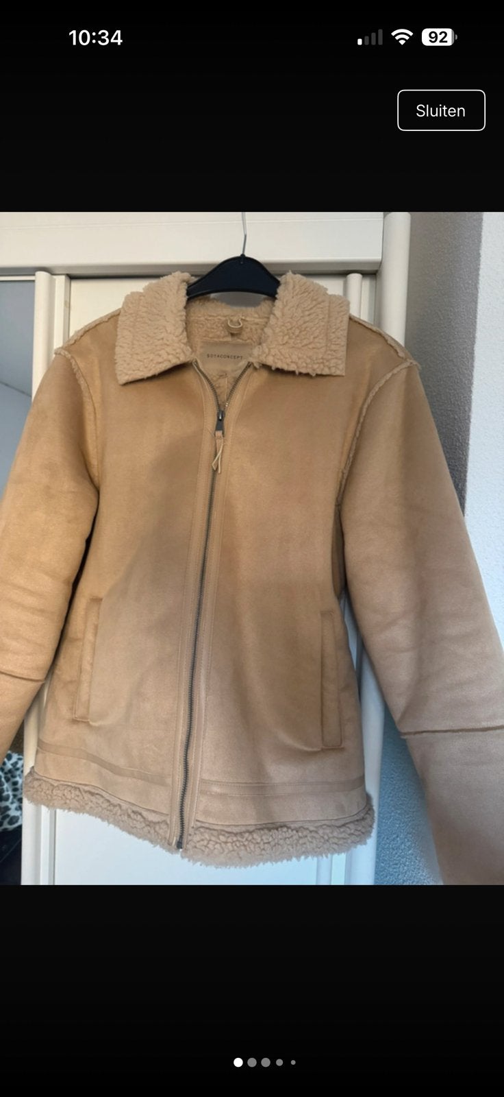Bontjas, Ophalen of Verzenden, Zo goed als nieuw, Maat 46/48 (XL) of groter, Beige