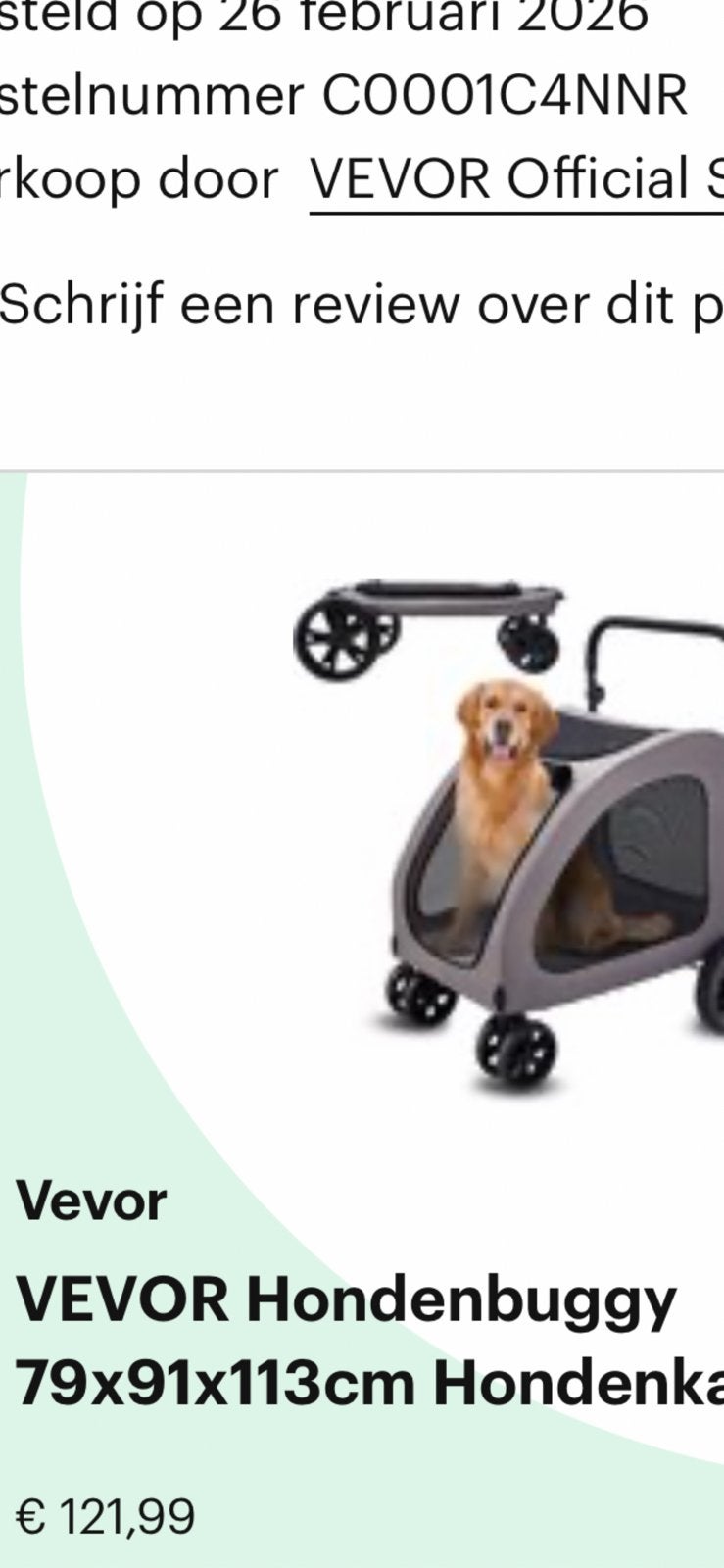 Hondenbuggy Vevor, Overige merken, Ophalen of Verzenden, Zo goed als nieuw, Hondenbuggy