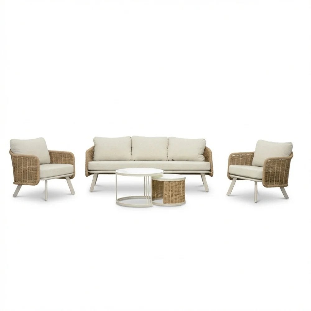 Bologna stoel-bank loungeset | aluminium + wicker | 5 pers., Ophalen, 5 zitplaatsen, Aluminium, NVT