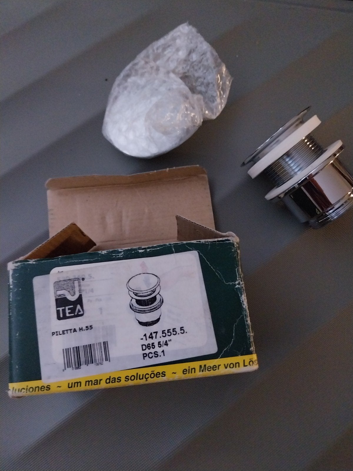 TEA Pilleta H.55 afvoerplug D65 5/4" chroom, Ophalen of Verzenden, Nieuw, Chroom, Overige typen