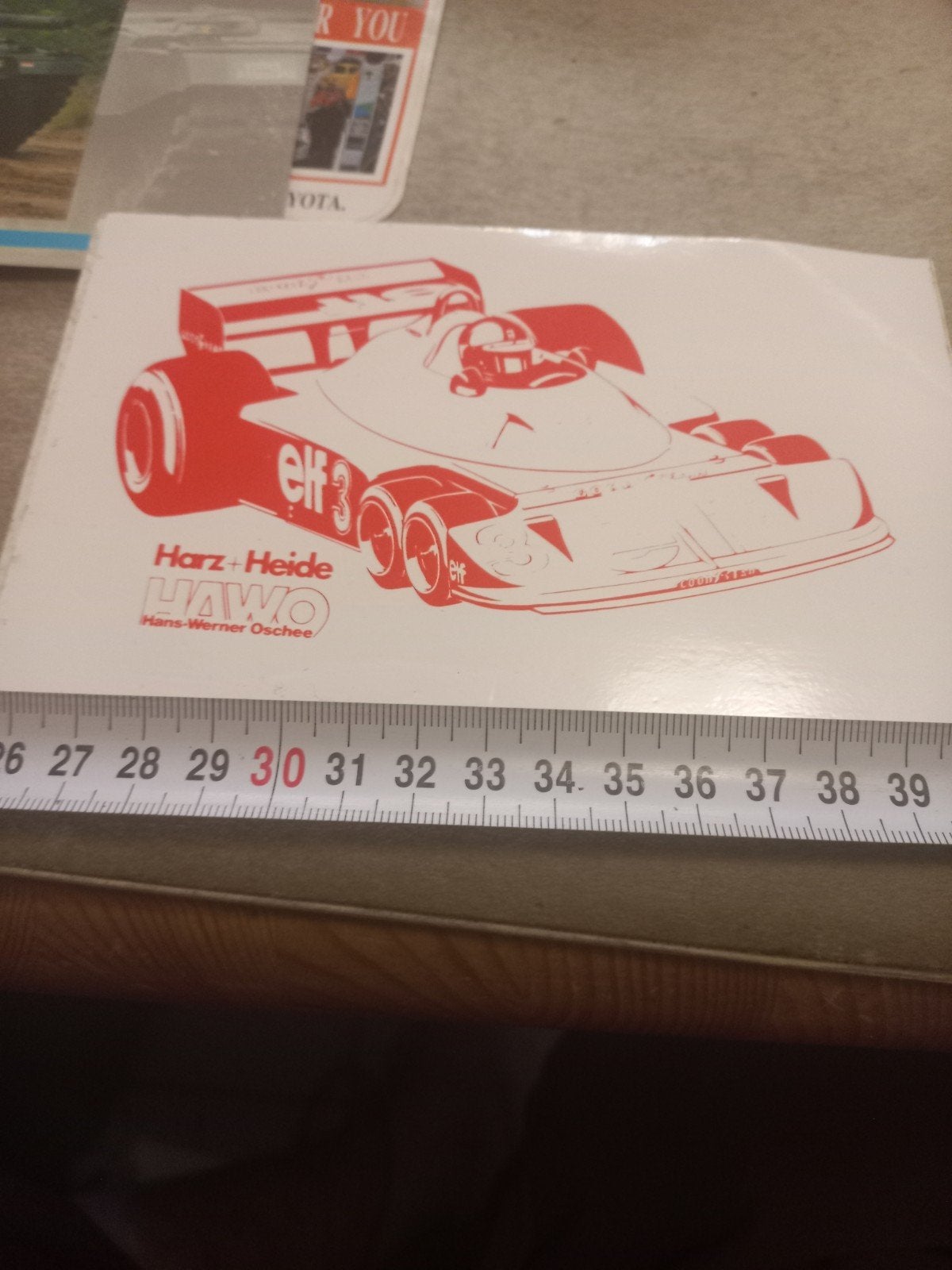 Vintage Formule 1 sticker Harz+Heide HAWO Elf 3, Verzamelen, Ophalen of Verzenden, Gebruikt