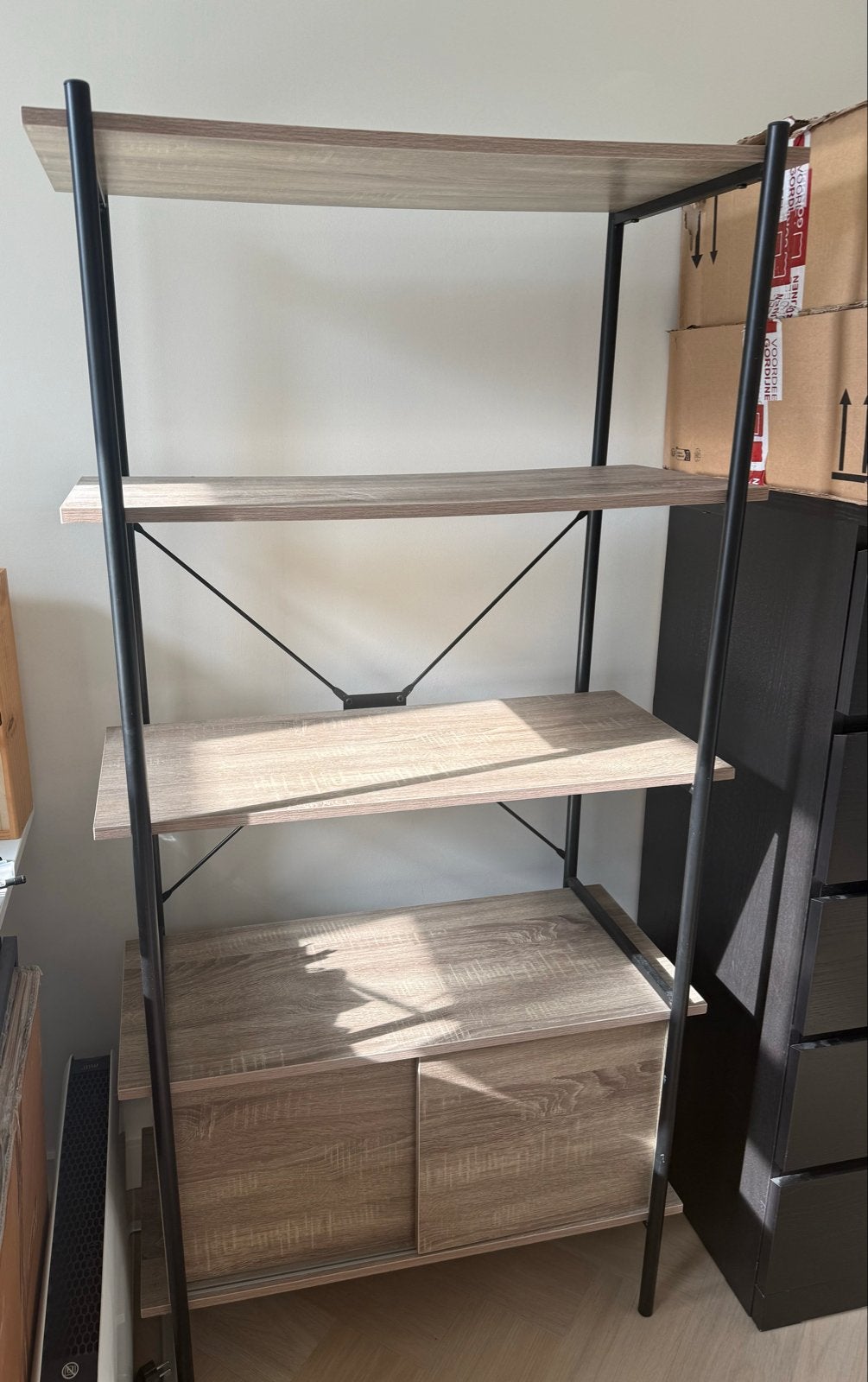 Industriele Boekenkast, Ophalen, 50 tot 100 cm, Zo goed als nieuw, 150 tot 200 cm