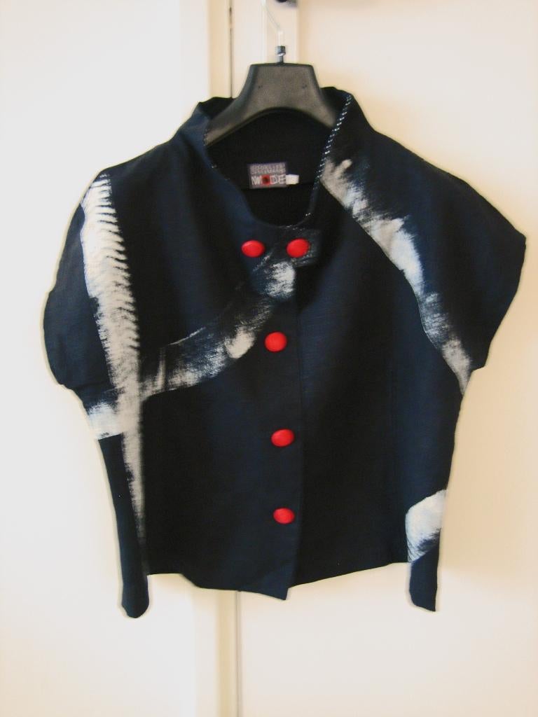 Artistieke zwart linnen bloes GODELIEF maat L snazzeys, Kleding | Dames, Verzenden, Zwart, Maat 42/44 (L), Nieuw