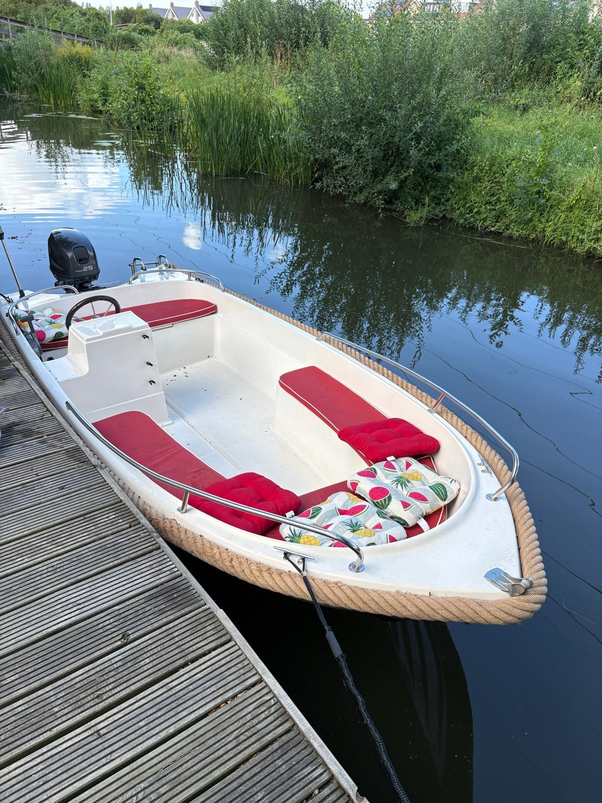 Rhea 460 met 25pk Yamaha 4-takt en kanteltrailer, Watersport en Boten, Overige merken, Gebruikt, Buitenboordmotor, Trailer