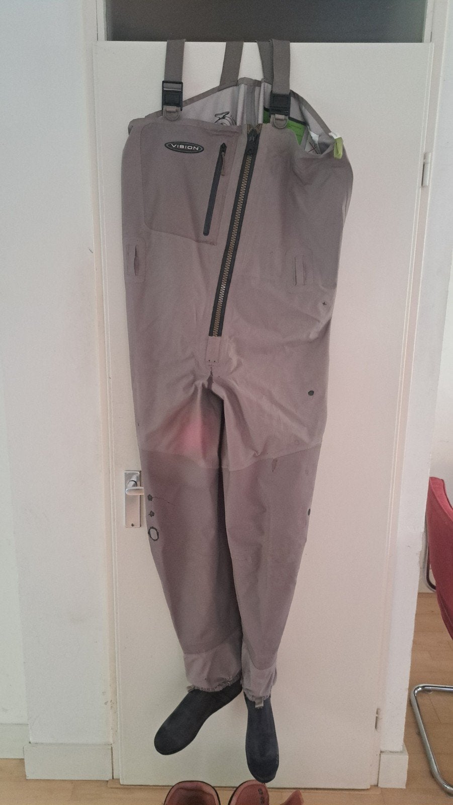 Simms waadschoenen en Vision waadpak, Ophalen, Gebruikt, Kleding