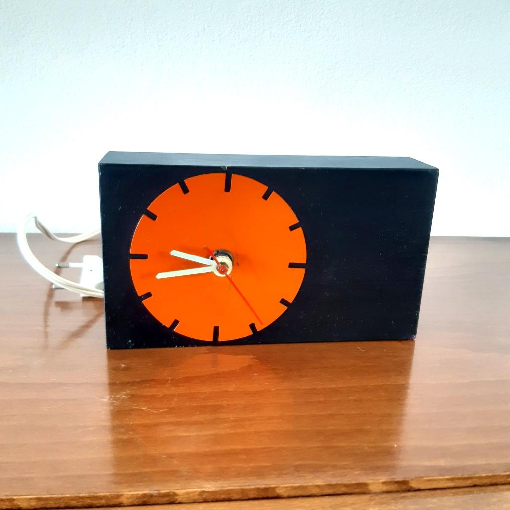 Mid Century design NUFA elektrische tafelklok L19H11D4,5cm, Antiek en Kunst, Ophalen of Verzenden