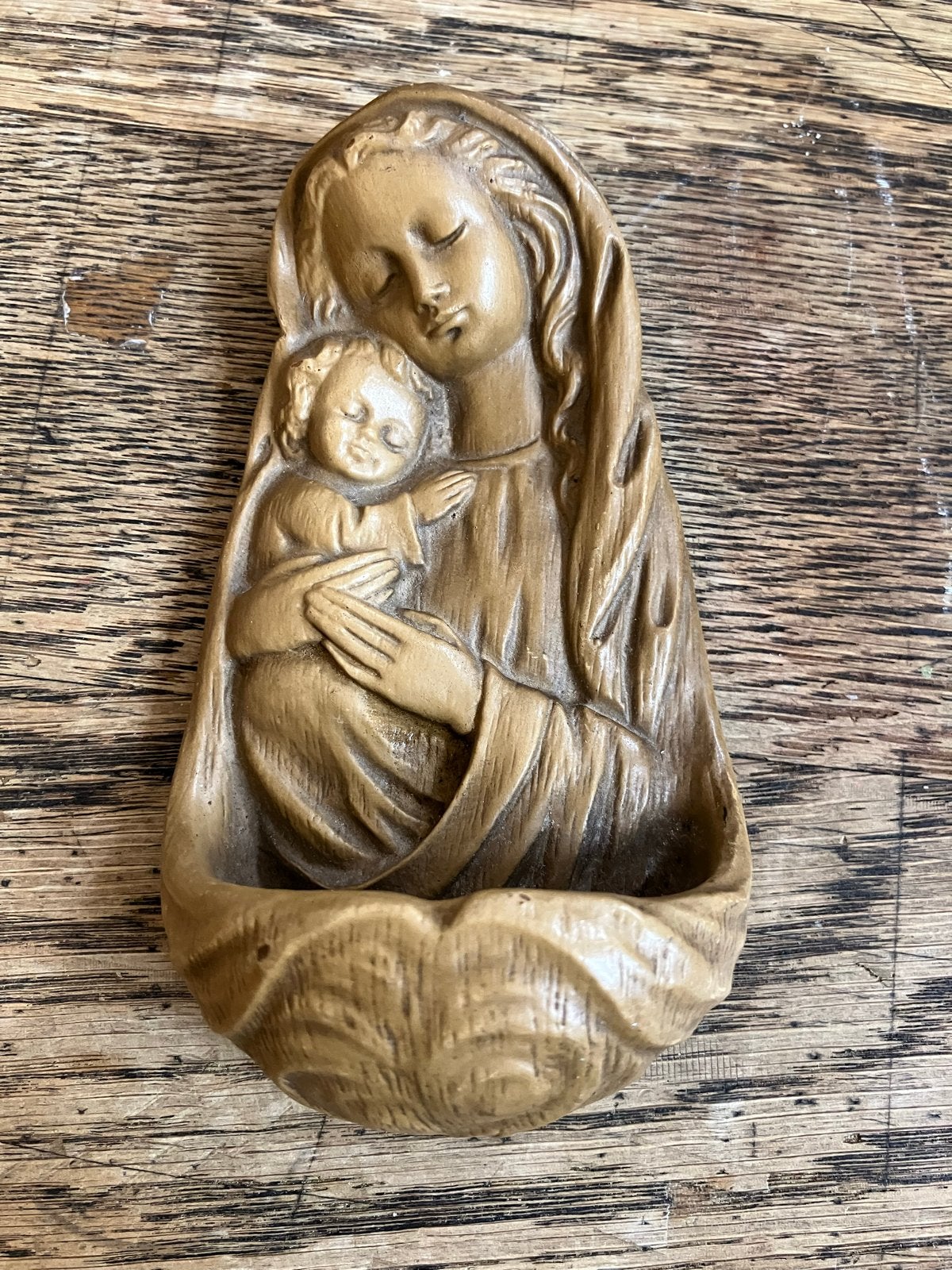 Vintage Maria met Kind Heiligwaterbakje, Ophalen of Verzenden