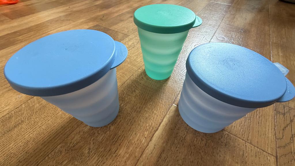 Set van 3 bekers - Tupperware, Ophalen of Verzenden, Gebruikt, Blauw, Beker of Kan