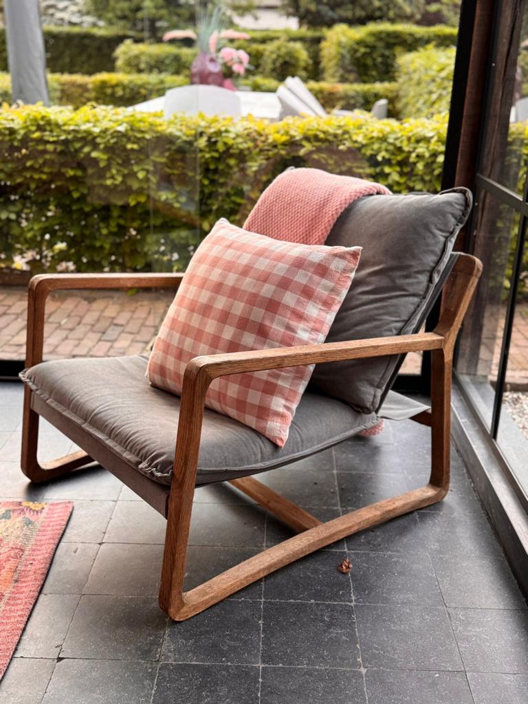 Zgan Comfortabele houten fauteuil Hoffz Sober Landelijk, Ophalen of Verzenden, Zo goed als nieuw, Hout, 75 tot 100 cm
