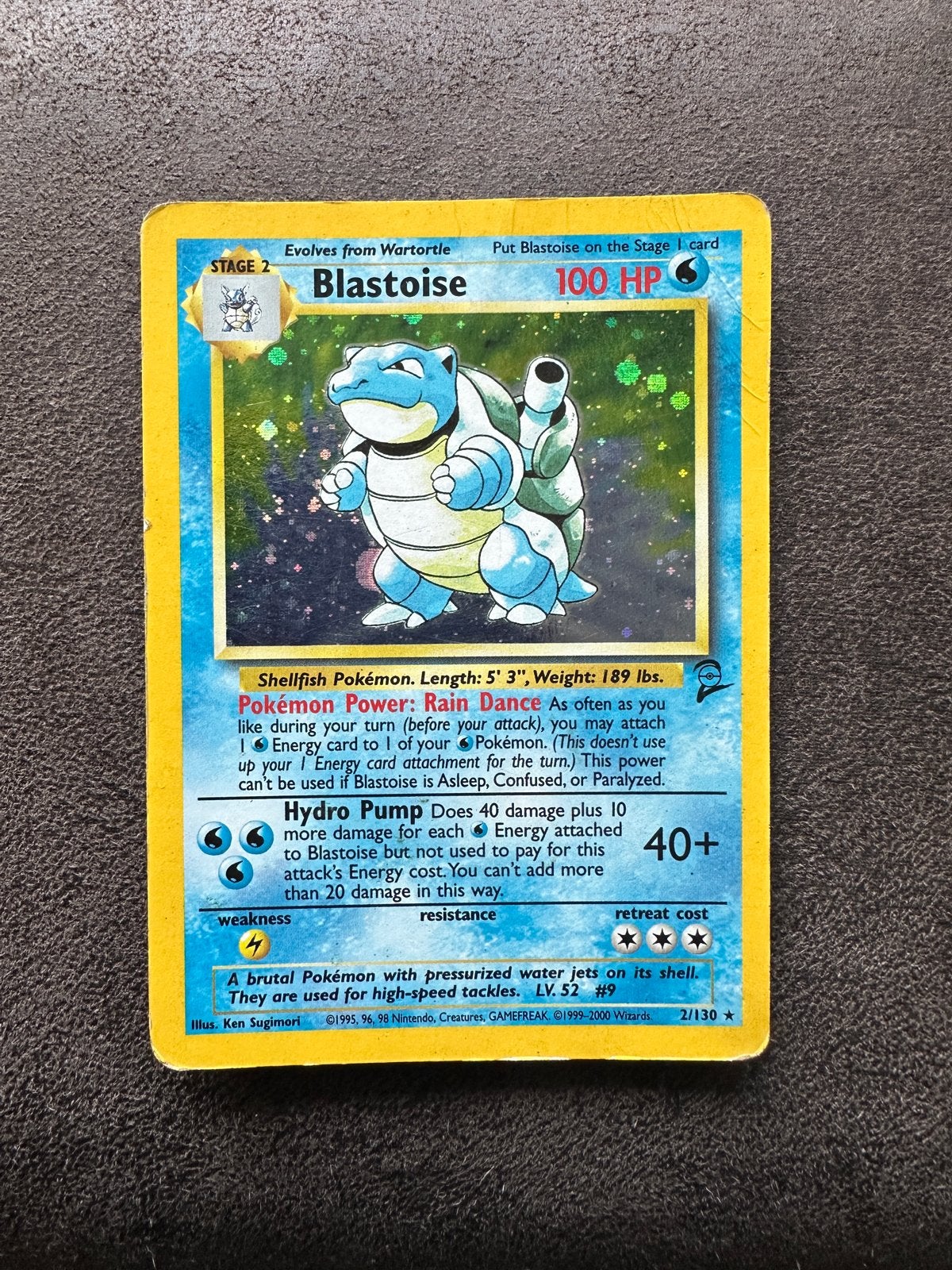Pokémon Blastoise 2/130 Base Set 2 Holo Rare Kaart, Ophalen, Gebruikt, Losse kaart, Foil