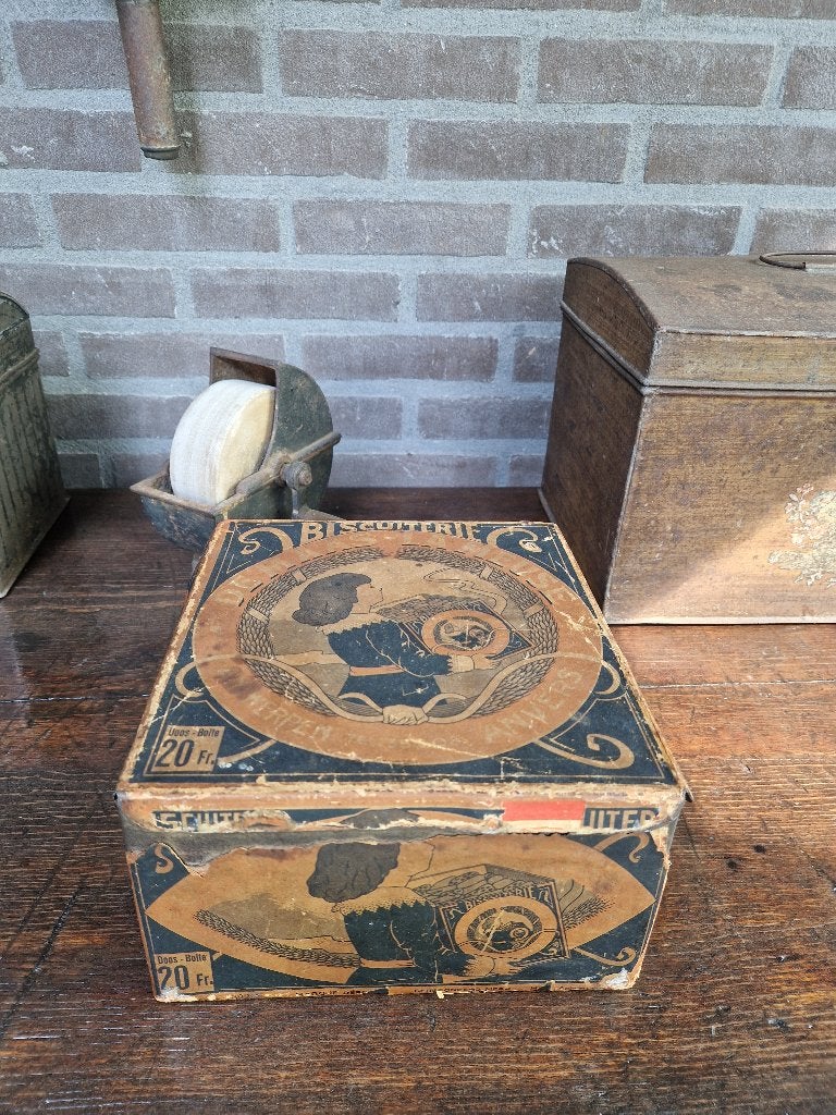 antiek koekjesblik - biscuitblik De Maas Antwerpen, Ophalen of Verzenden