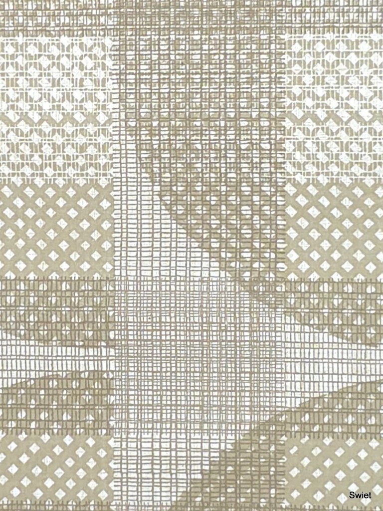 3711 Retro cirkels en blokken behang uit de jaren 70 swiet, Ophalen of Verzenden, Beige
