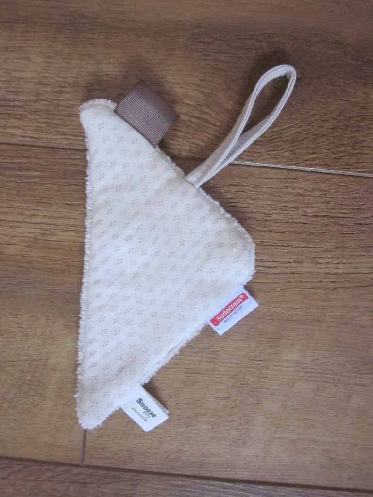 Snooze Baby Sudocreme wit knisper-speen-label-knuffel doek, Overige merken, Overige karakters, Nieuw, Ophalen of Verzenden