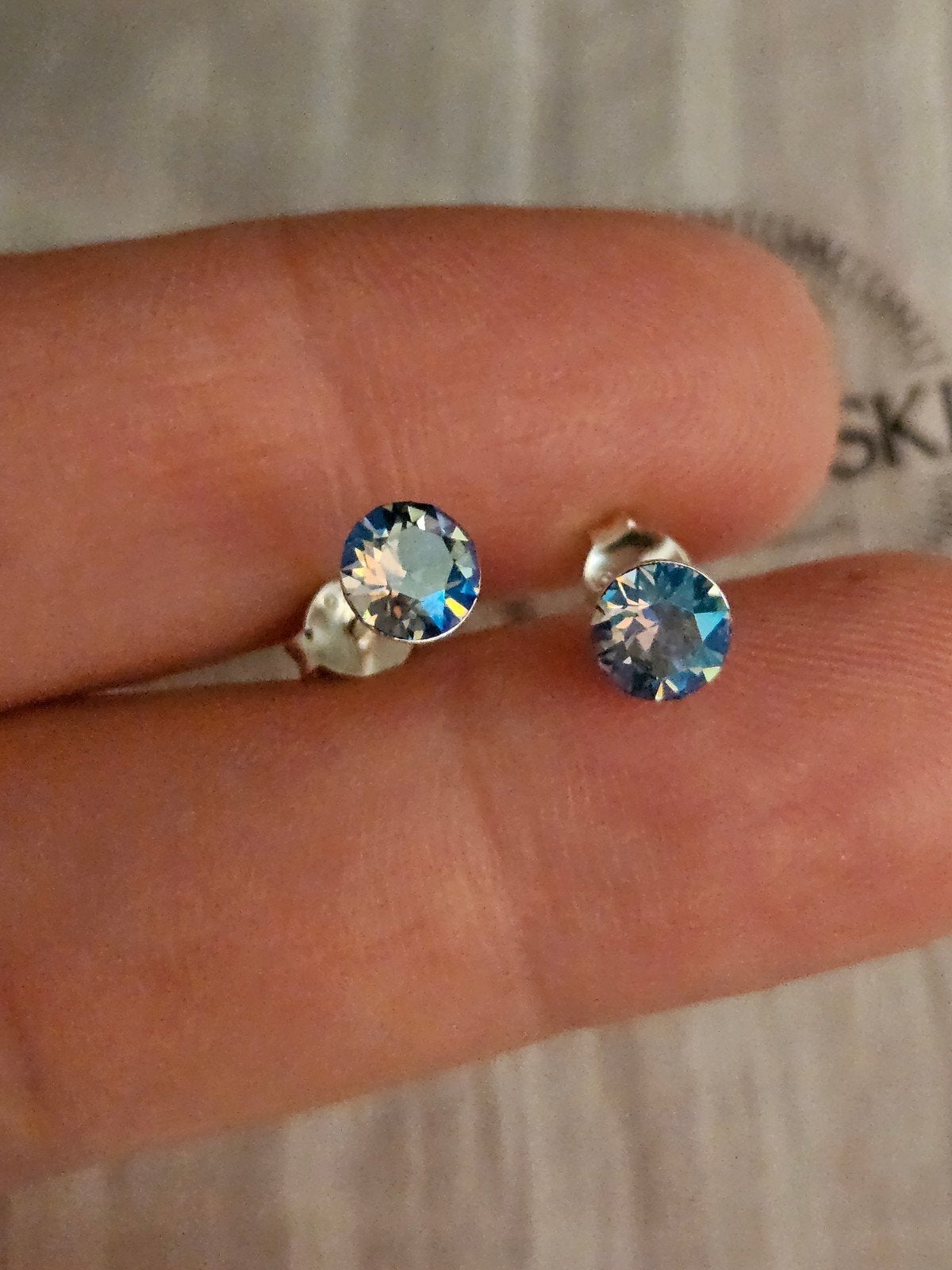 Sterling zilveren oorknopjes met Swarovski kristal, Sieraden, Tassen en Uiterlijk, Oorbellen, Met kristal, Nieuw, Ophalen of Verzenden