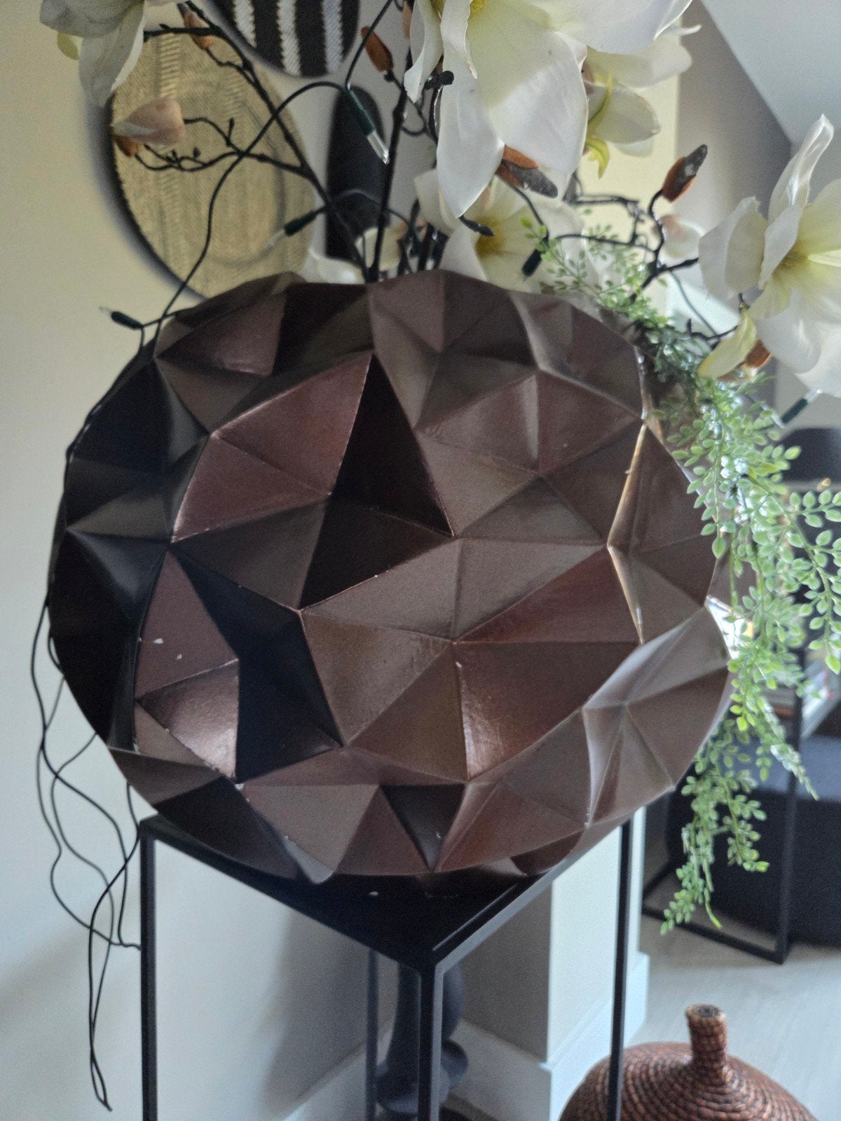 Pot Krater plantenpot - bloempot bronzen /geometrisch, Ophalen, Bruin, Met patroon/structuur, Zo goed als nieuw