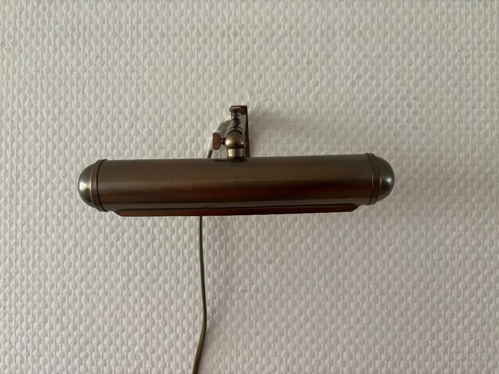 Vintage schilderijlamp van koper of messing 22 cm., Antiek en Kunst, Ophalen of Verzenden