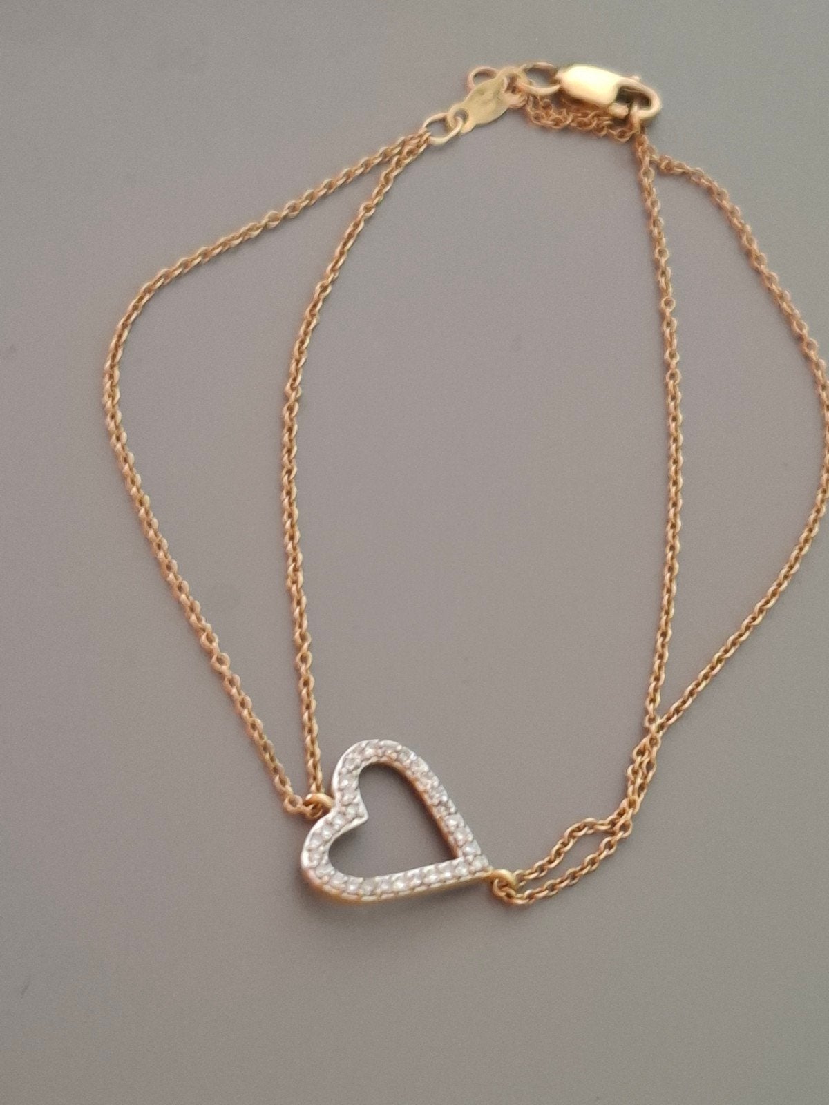 gouden dubbele armband 14 karaat met Diamanten, Sieraden, Tassen en Uiterlijk, Kettingen, Verzenden, Zo goed als nieuw, Goud, Goud