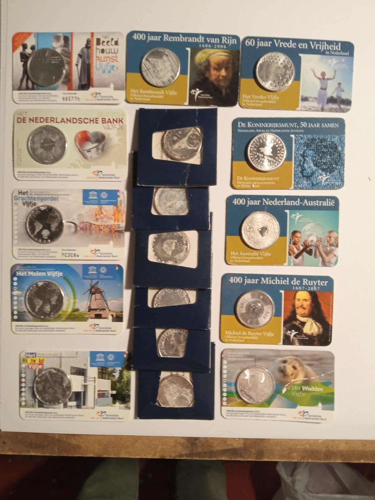 Diverse Nederlandse herdenkingsmunten (vijfjes), Ophalen of Verzenden, Koningin Beatrix, Euro's