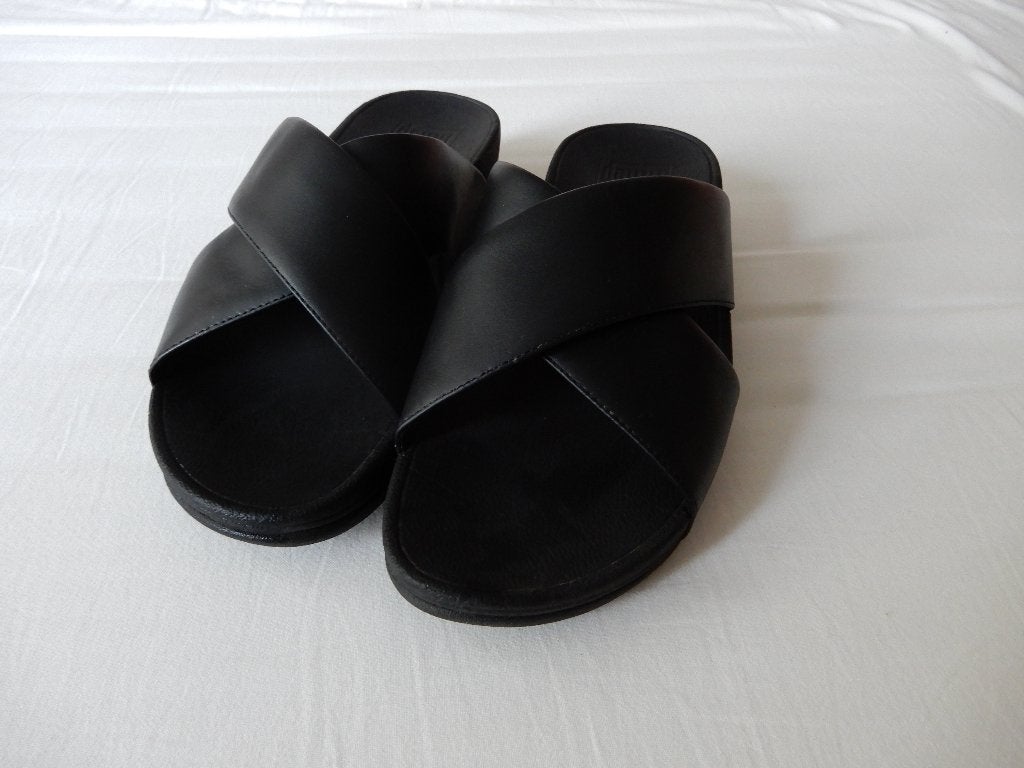 fitflop Lulu Cross Slide Sandals maat 38, Slippers, Zwart, Ophalen of Verzenden, Zo goed als nieuw