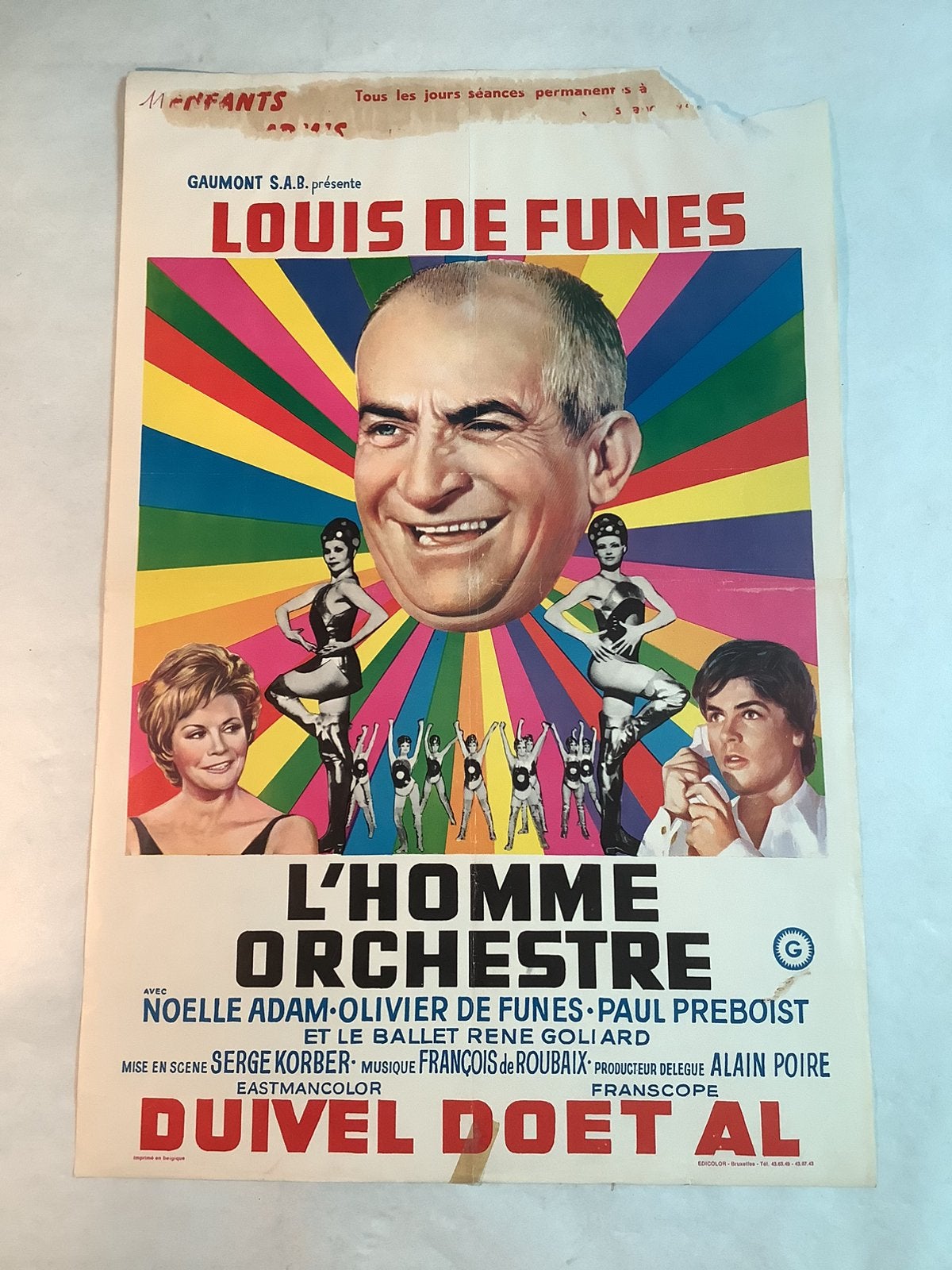 L'HOMME ORCHESTRE   filmposter   36-54 cm    Used, Ophalen of Verzenden, Zo goed als nieuw, Deurposter of groter, Film en Tv