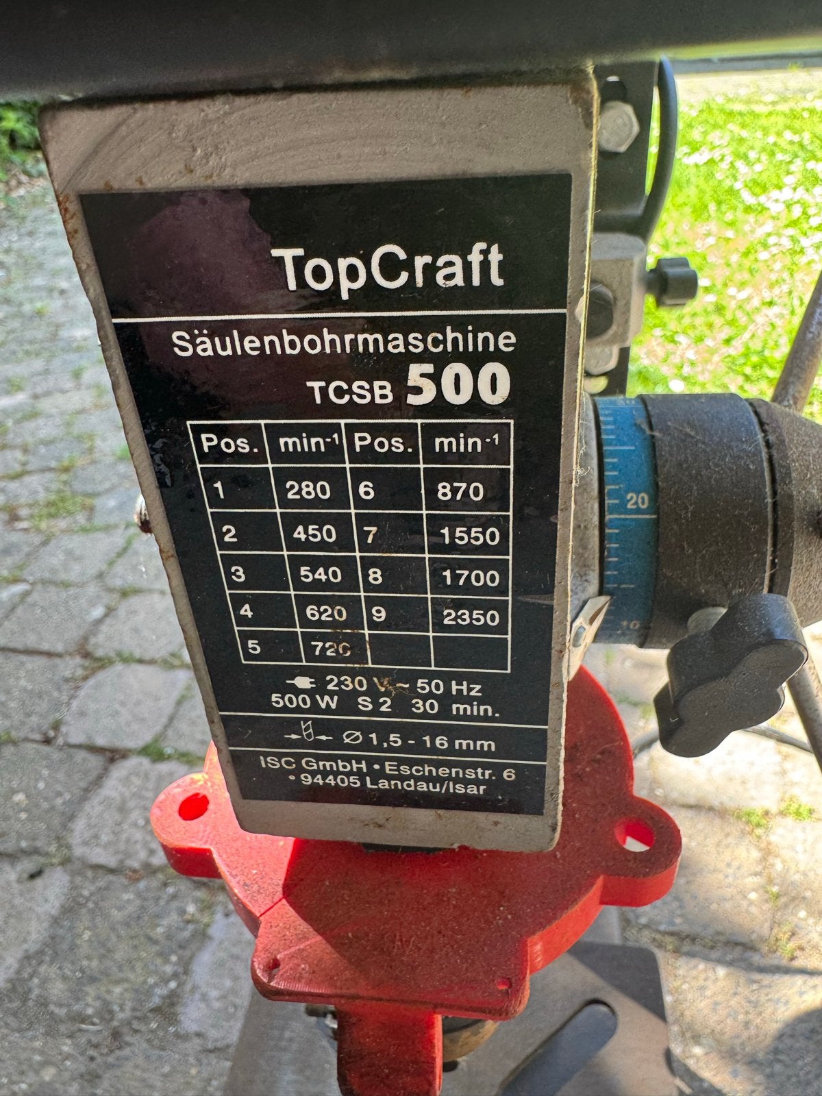 TopCraft Kolomboormachine TCSB 500 met klem, Doe-het-zelf en Verbouw, Ophalen, Gebruikt, 400 tot 600 watt, Kolomboormachine