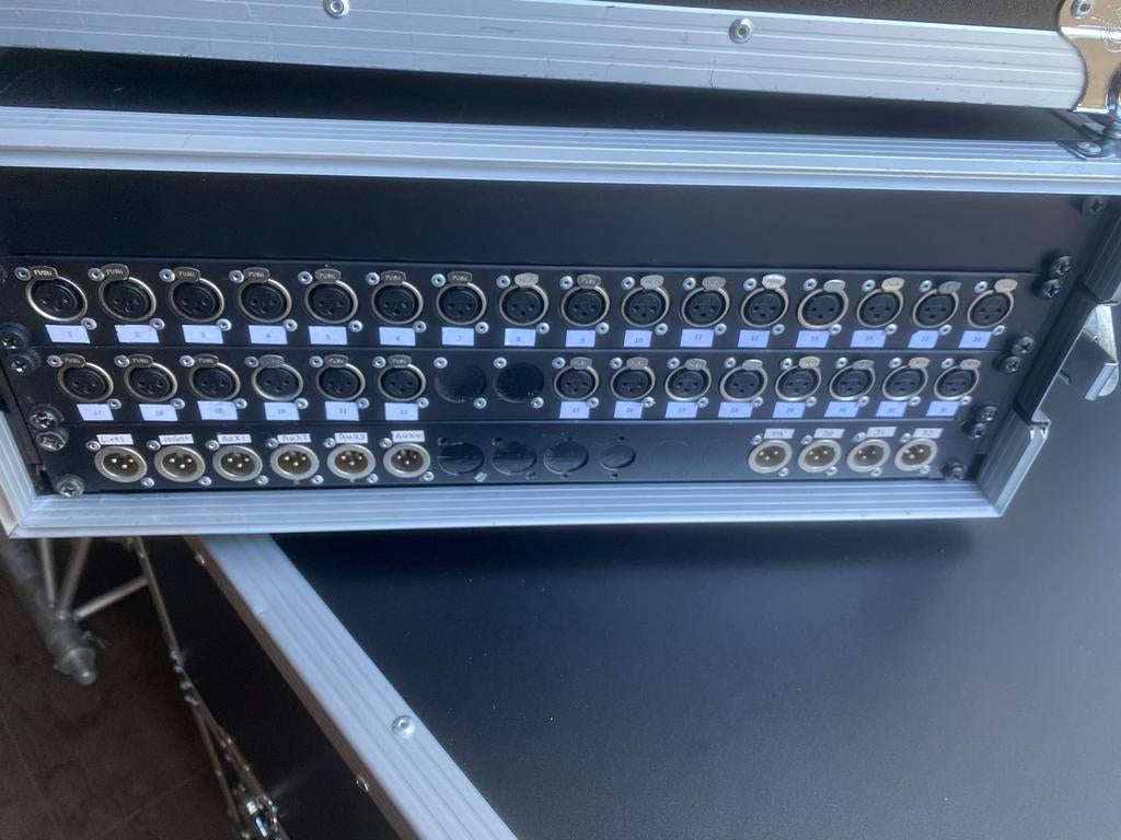 Stageblok XLR / Harting in case - 32 in / 4 out, Muziek en Instrumenten, Kabels en Stekkers, Ophalen of Verzenden, Zo goed als nieuw