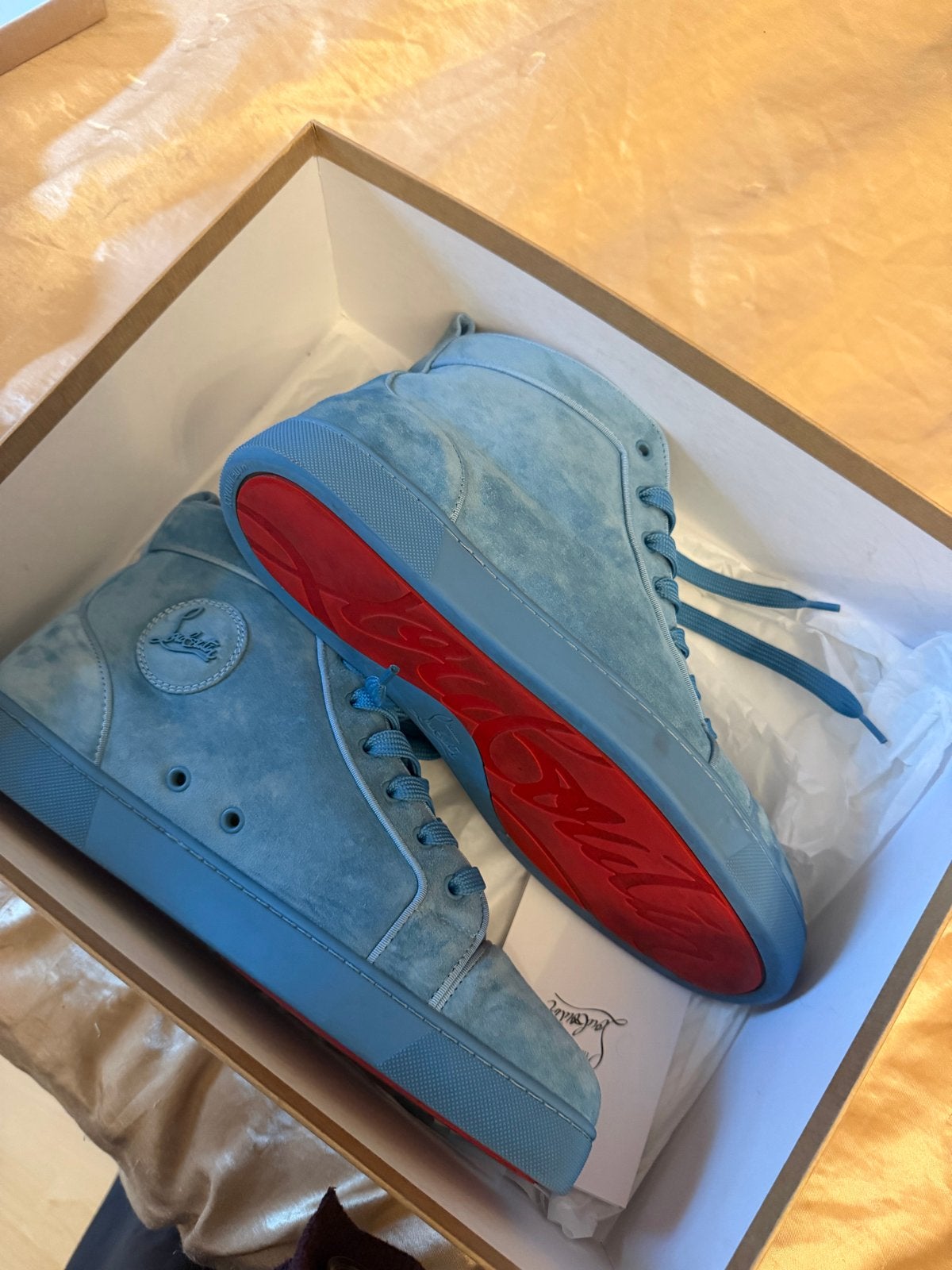Christian Louboutin Louis Orlato Flat Sneakers Maat 44, Ophalen, Blauw, Nieuw, Sneakers of Gympen