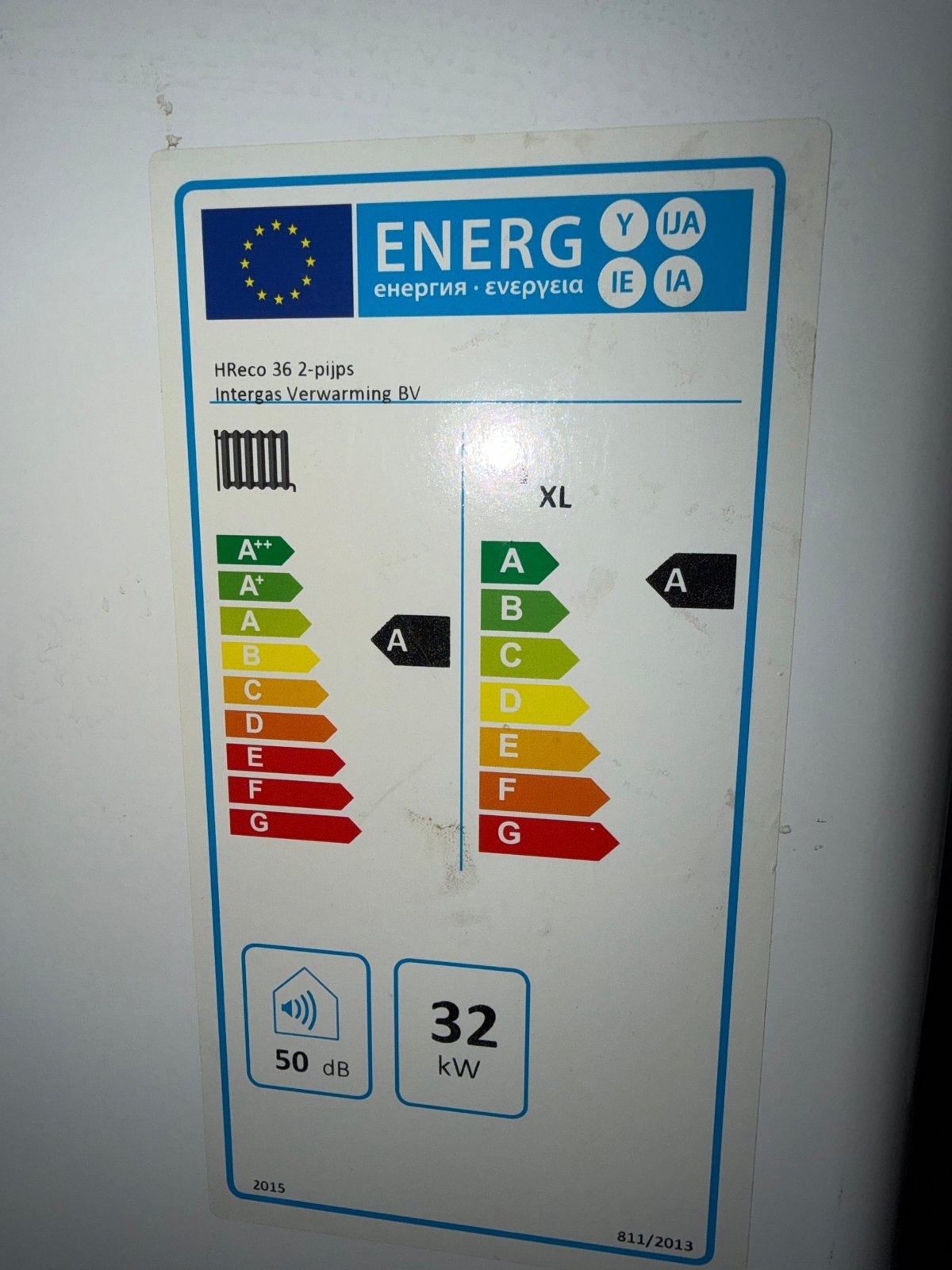 Intergas HReco 36 2-pijps CV-ketel - 32 kW, Ophalen, Gebruikt