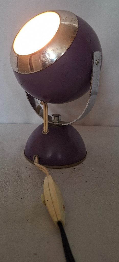 Vintage Seventies Eyeball tafellampje in Paars/Lila, Huis en Inrichting, Lampen | Tafellampen, Ophalen of Verzenden, Gebruikt