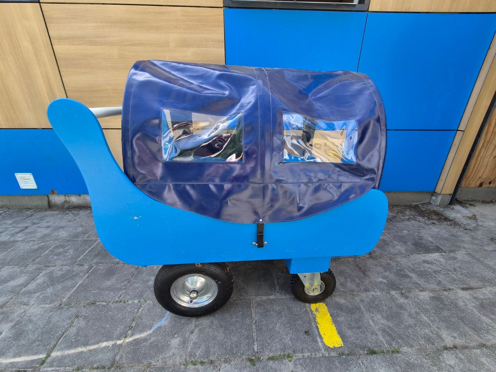 Houten bolderwagen voor 6 kinderen, Ophalen