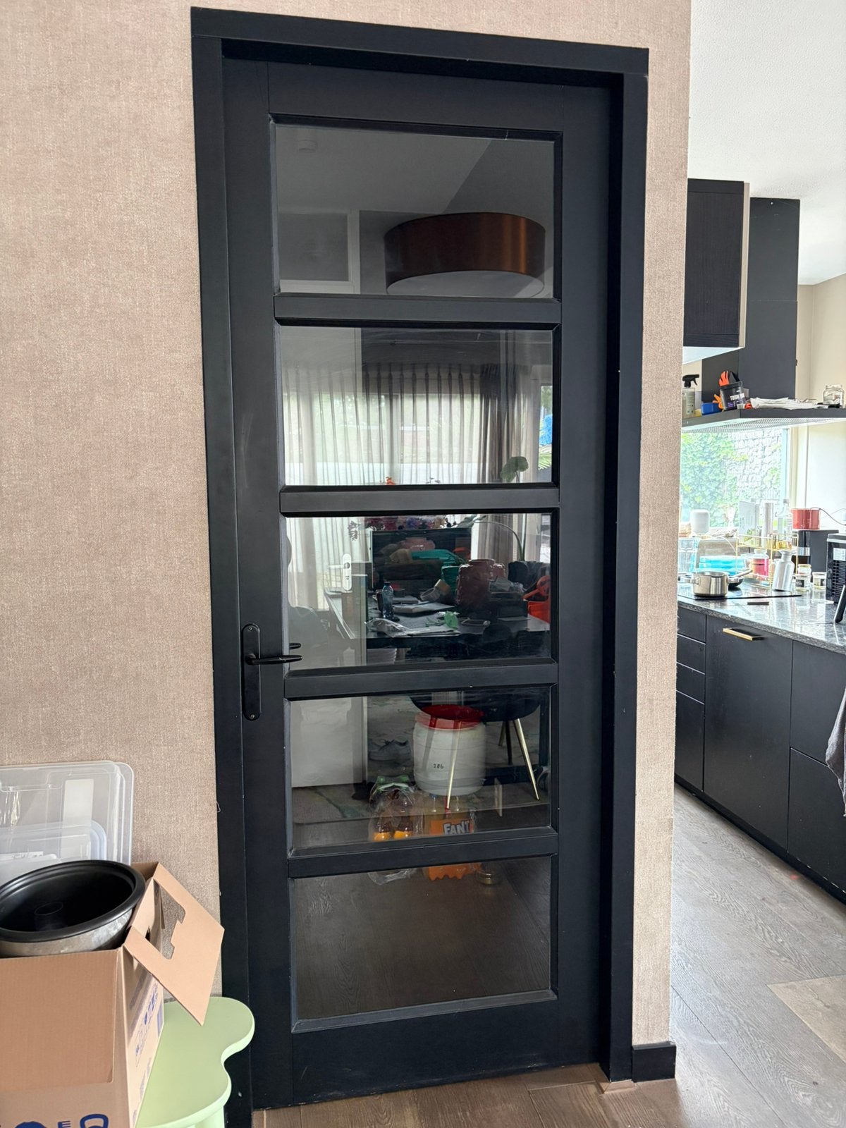 2x opdekdeur zwarte binnendeuren met glas, Ophalen, Gebruikt, 200 cm of meer, 50 tot 100 cm