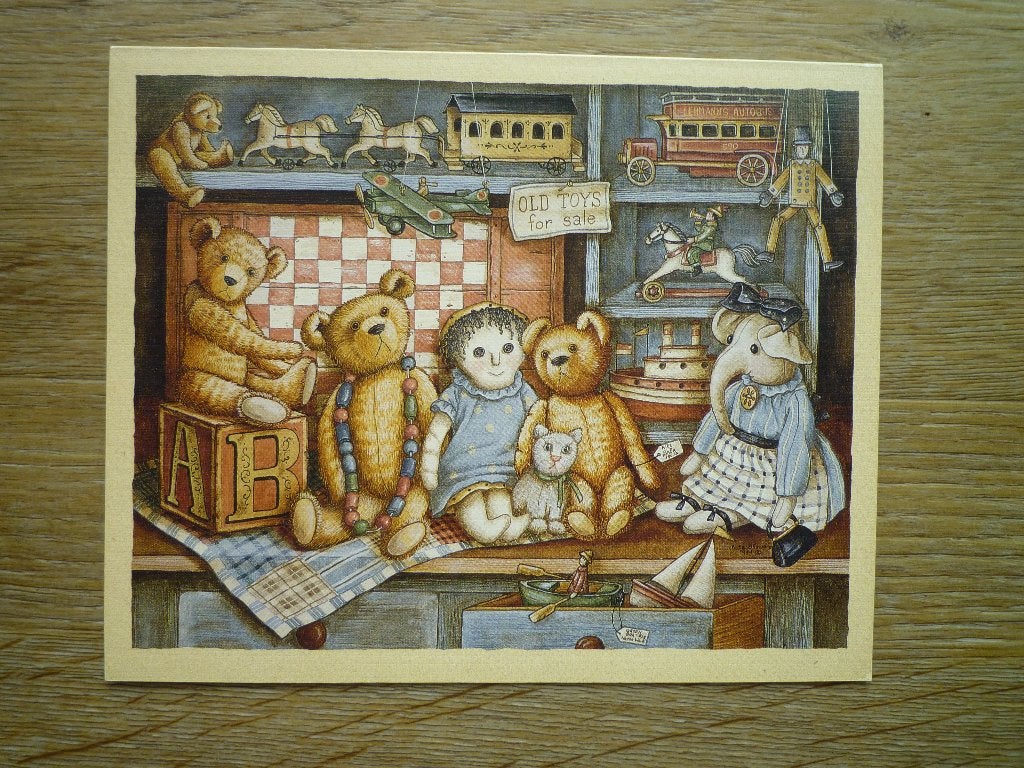 Nostalgische kaart beer beren poppen speelgoed, Ophalen of Verzenden, Voor 1920, Hond of Kat
