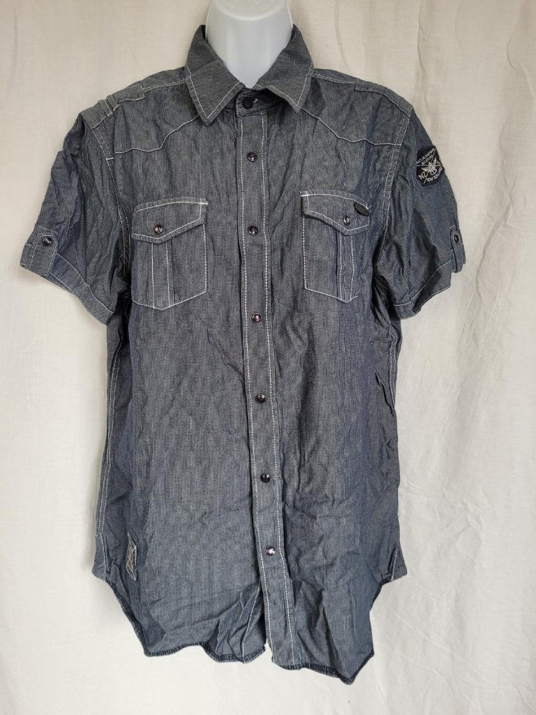 Stoer overhemd mt L merk Hallinger, Blauw, ., Ophalen of Verzenden, Zo goed als nieuw