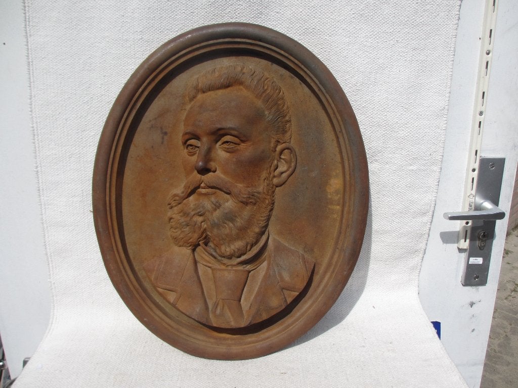 GROTE gietijzer wandplaquette / gedenkplaat, Ophalen of Verzenden