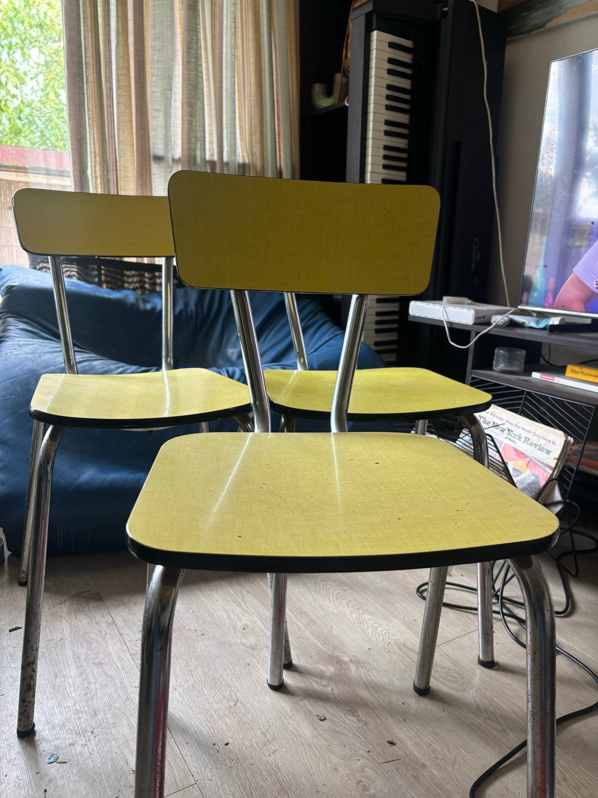 Set van 3 vintage Formica stoelen - Geel, Ophalen, Kunststof, Gebruikt, Overige kleuren