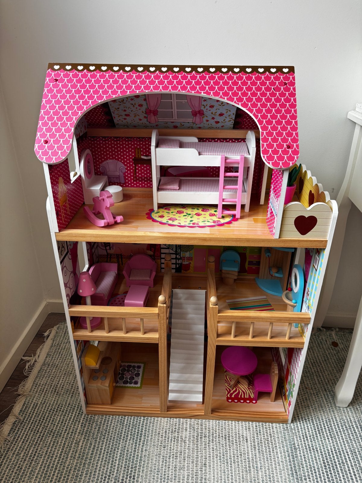 poppenhuis met meubels - groot - hout, Ophalen, Zo goed als nieuw, Overige typen