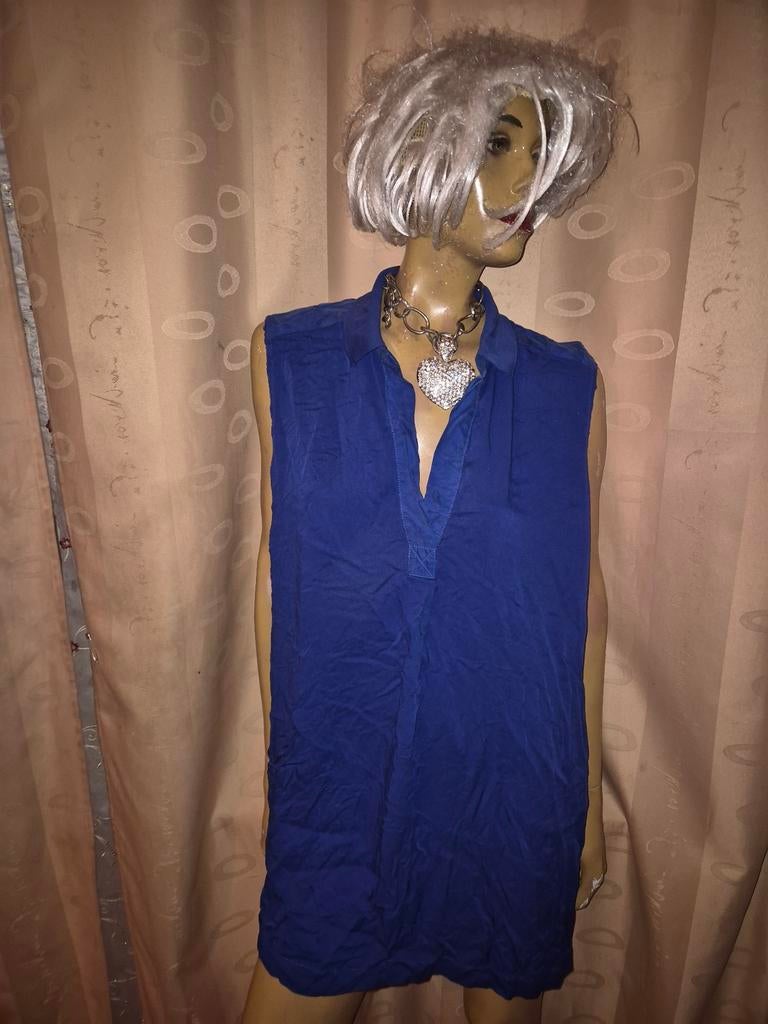 Mouwloze blauwe jurk  met kraag sandwich maat 40, Maat 38/40 (M), Blauw, Ophalen of Verzenden, Zo goed als nieuw