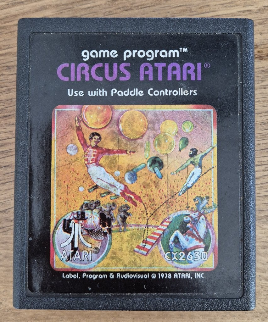 Atari 2600 Circus Atari (1978) – Originele game cartridge, Ophalen, Gebruikt, 1 speler, Racen en Vliegen