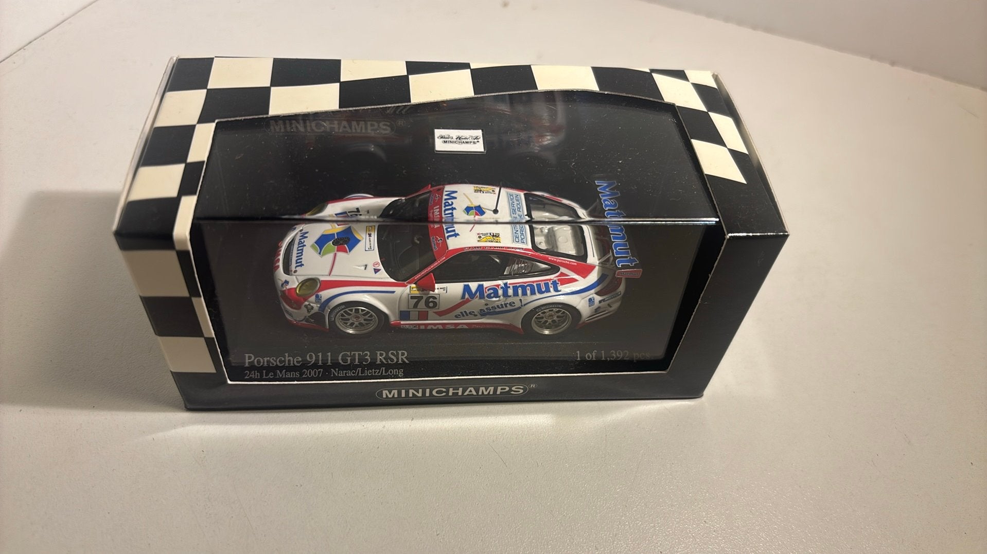 Porsche 911 gt3 rsr 24h le mans 2007 minichamps 1.43, Auto, Ophalen of Verzenden, MiniChamps, A