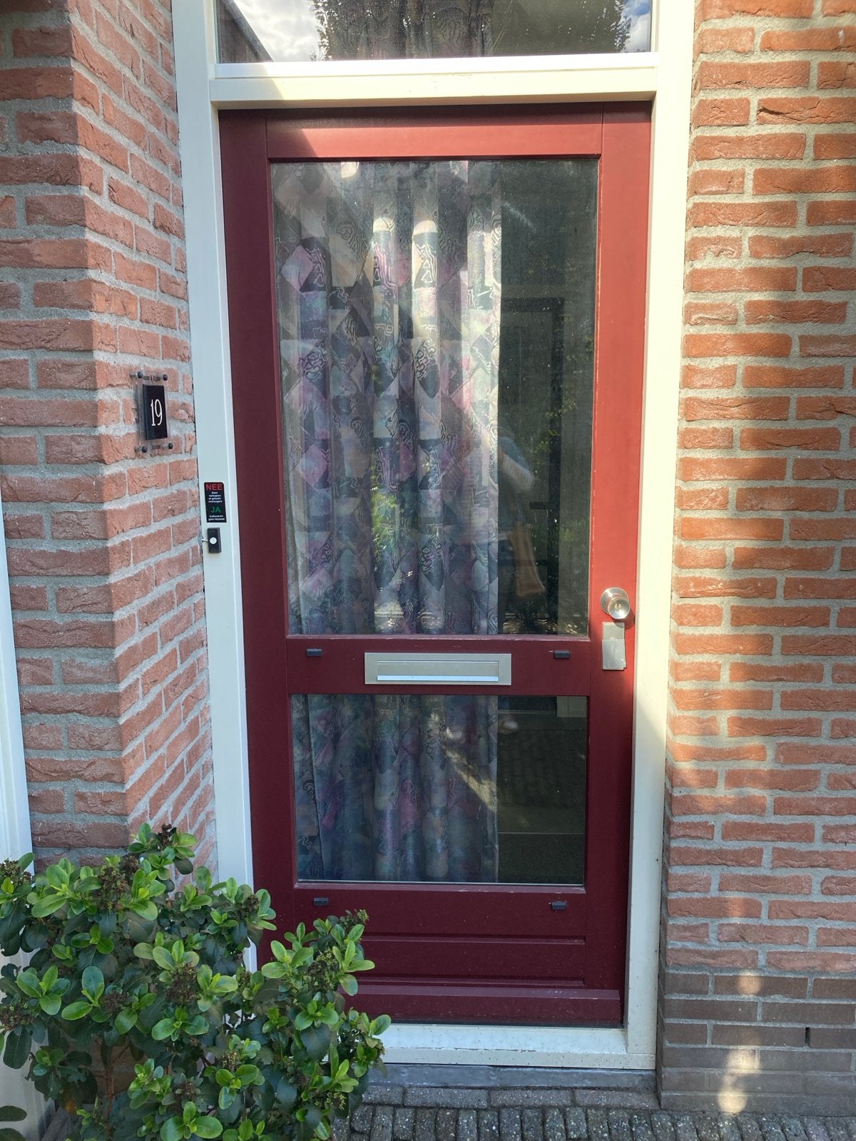 Buitendeur met glas 92,5 x 211 cm Meranti, Ophalen, Gebruikt, 80 tot 100 cm, Buitendeur
