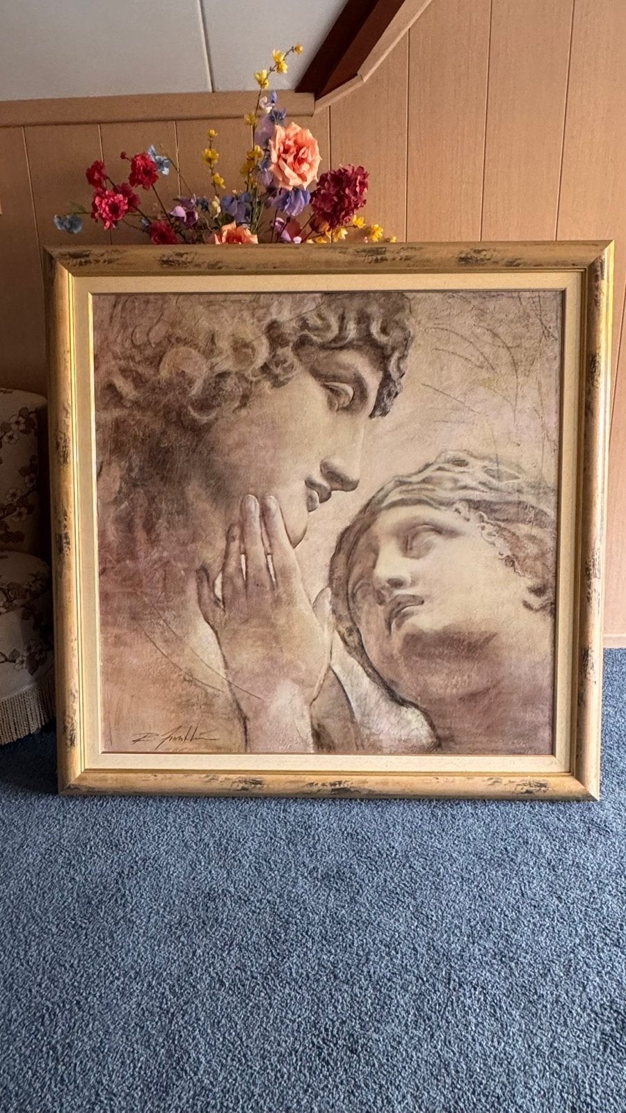 Klassiek schilderij: Twee figuren in sepia tinten, Ophalen, Portret of Personen, Klassiek, Print