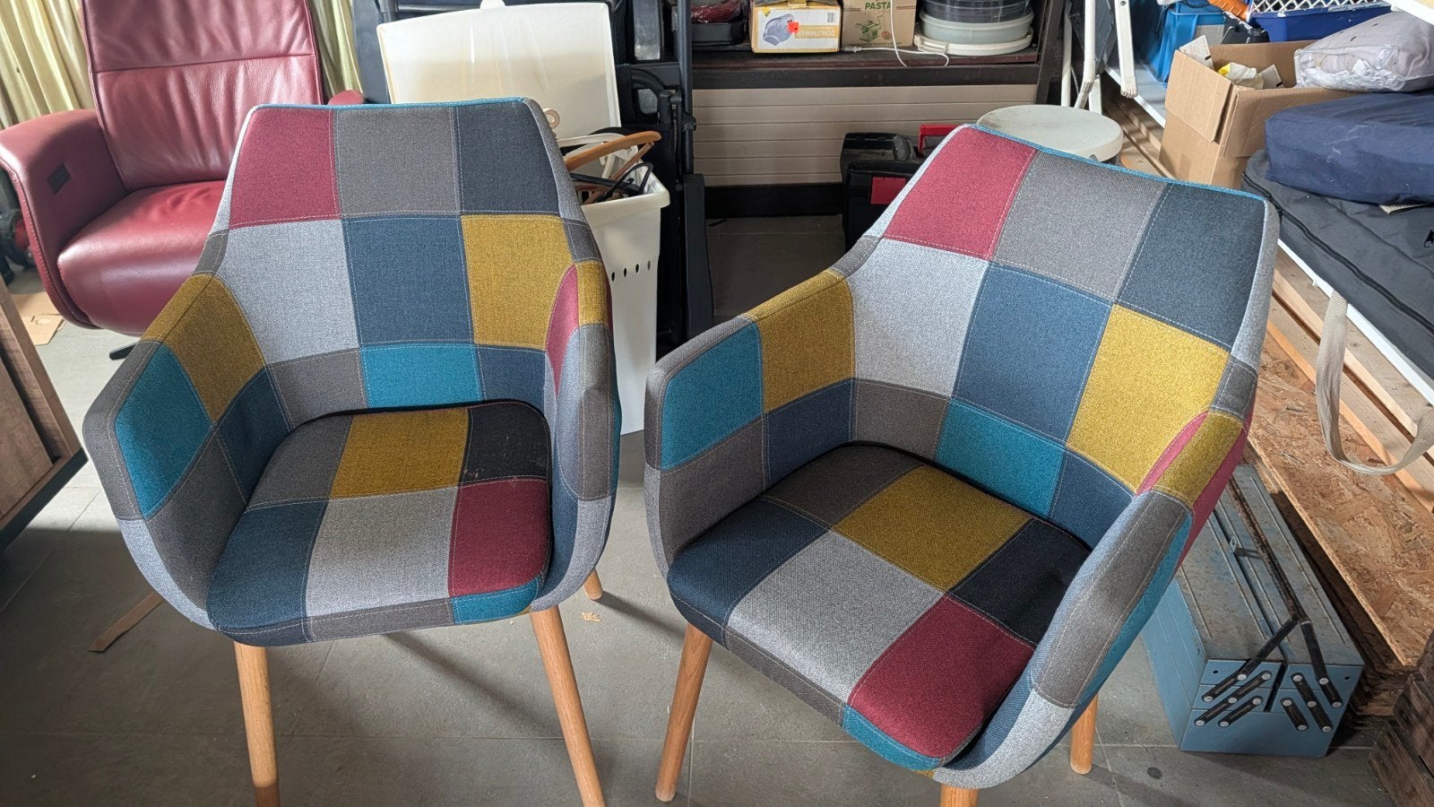 Patchwork stoel - Kleurrijk en comfortabel, Huis en Inrichting, Ophalen, Gebruikt, Twee, Overige kleuren